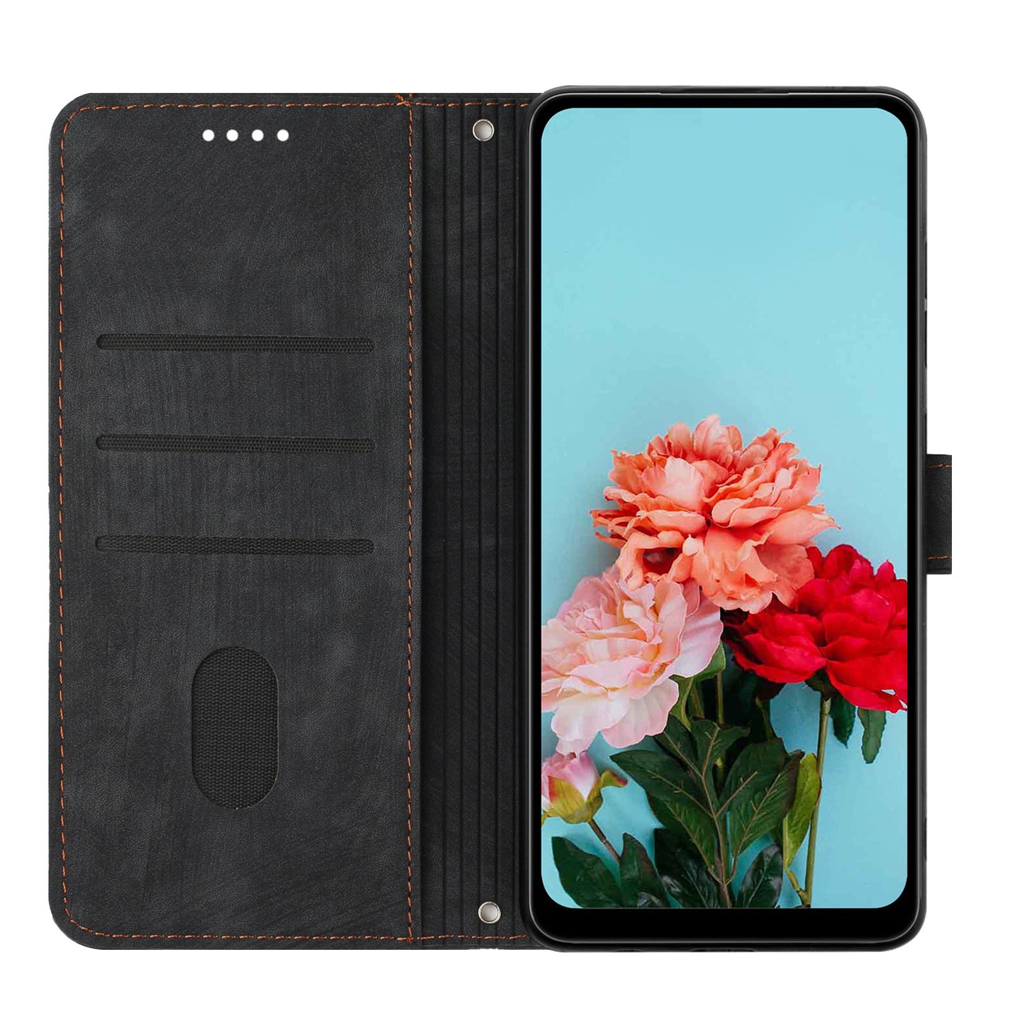 For Samsung Galaxy A73 5G Wallet Phone Case PU Leather Lines Imprinted Shell Stand Phone Cover