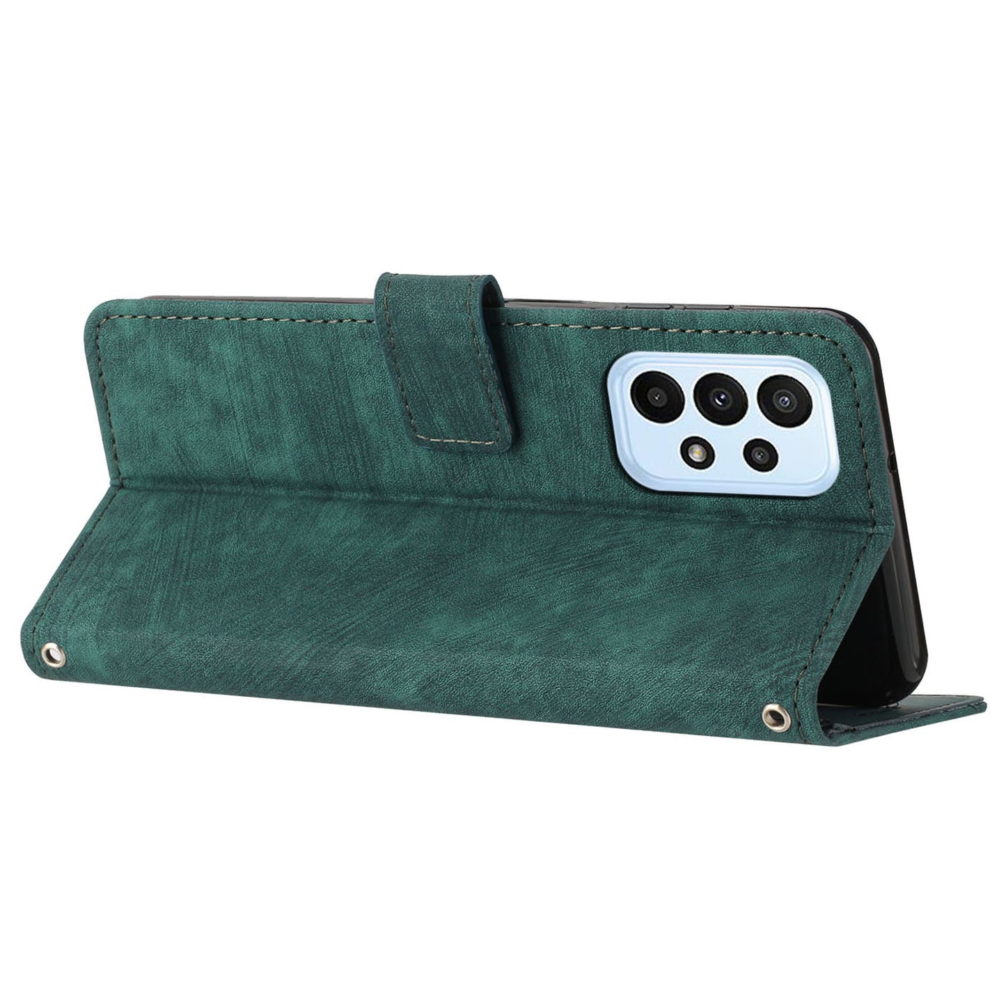 For Samsung Galaxy A73 5G Wallet Phone Case PU Leather Lines Imprinted Shell Stand Phone Cover