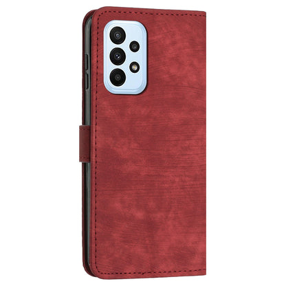 Skin-touch Feeling Wallet Case for Samsung Galaxy A33 5G , Lines Imprinted Stand PU Leather Phone Cover