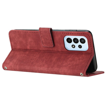 Skin-touch Feeling Wallet Case for Samsung Galaxy A33 5G , Lines Imprinted Stand PU Leather Phone Cover