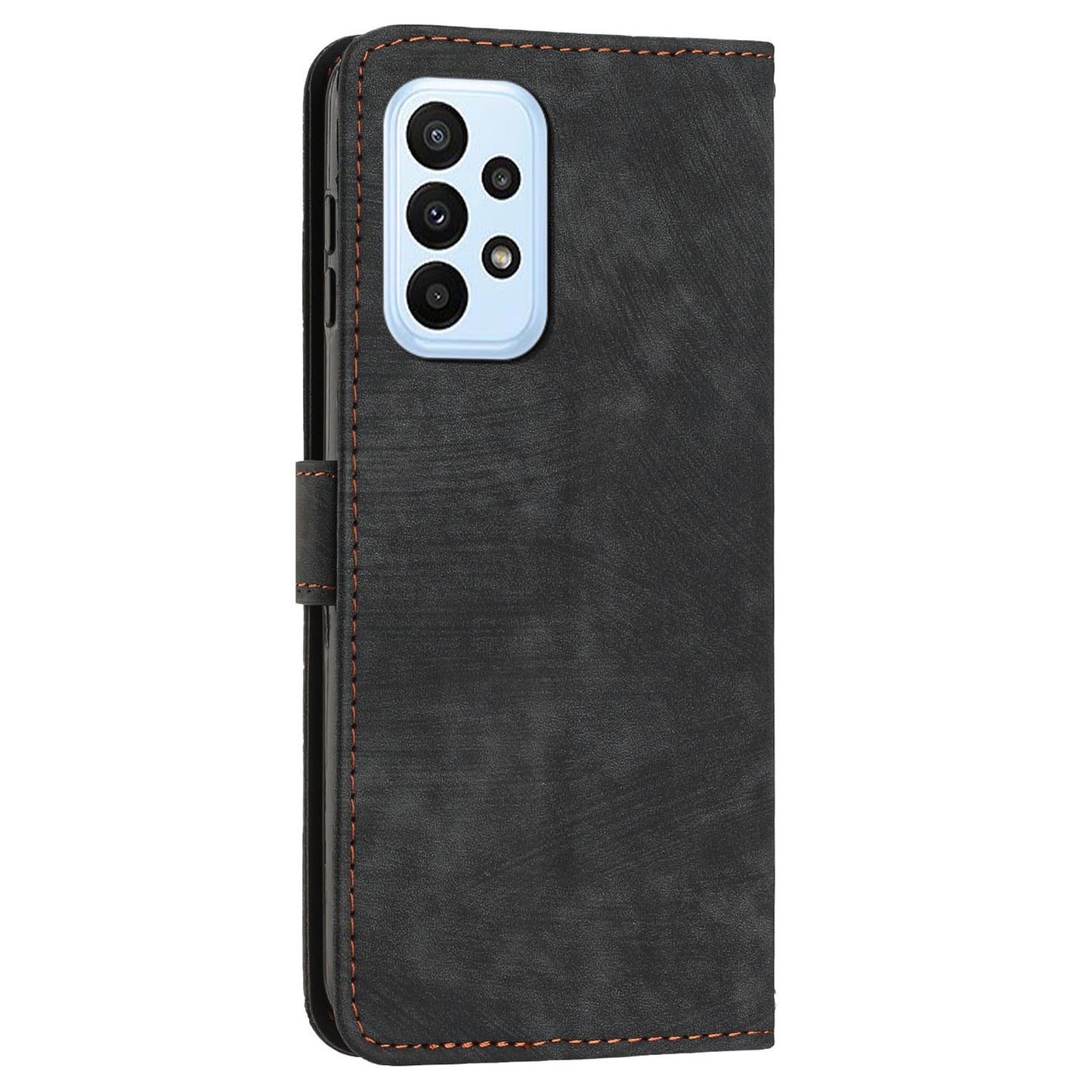 Skin-touch Feeling Wallet Case for Samsung Galaxy A33 5G , Lines Imprinted Stand PU Leather Phone Cover