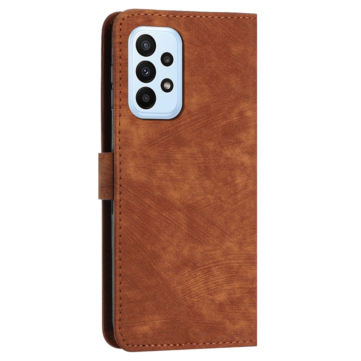 Skin-touch Feeling Wallet Case for Samsung Galaxy A33 5G , Lines Imprinted Stand PU Leather Phone Cover