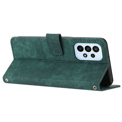 Skin-touch Feeling Wallet Case for Samsung Galaxy A33 5G , Lines Imprinted Stand PU Leather Phone Cover