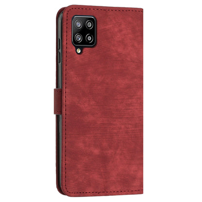 For Samsung Galaxy A42 5G / M42 5G Imprinted Lines Stand Phone Cover Wallet Case PU Leather Flip Shell