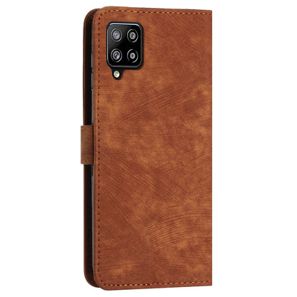 For Samsung Galaxy A42 5G / M42 5G Imprinted Lines Stand Phone Cover Wallet Case PU Leather Flip Shell