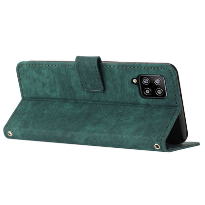 For Samsung Galaxy A42 5G / M42 5G Imprinted Lines Stand Phone Cover Wallet Case PU Leather Flip Shell