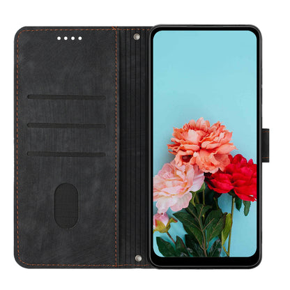 For Samsung Galaxy A53 5G Phone Case Wallet PU Leather Stand Lines Imprinted Skin-touch Cover