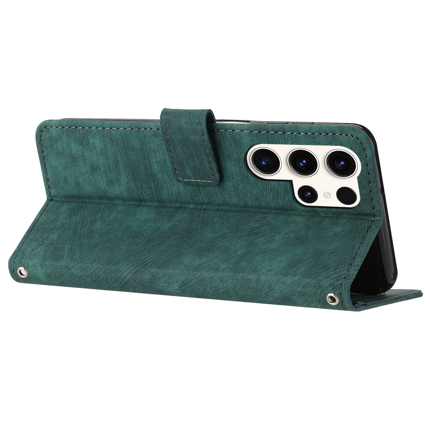 For Samsung Galaxy S23 Ultra Wallet Phone Case Crossbody PU Leather Stand Lines Imprinted Flip Cover