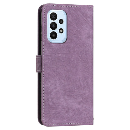 PU Leather Phone Case for Samsung Galaxy A23 4G / A23 5G (Global Version) / M23 5G / F23 5G / M13 4G , Lines Imprinted Stand Flip Wallet Cover