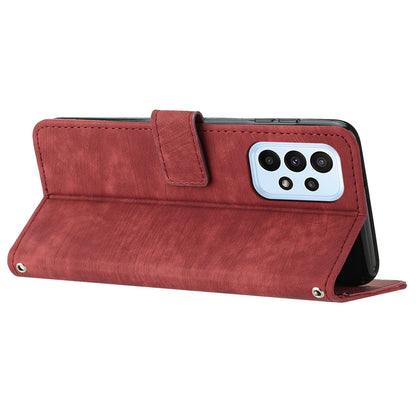 PU Leather Phone Case for Samsung Galaxy A23 4G / A23 5G (Global Version) / M23 5G / F23 5G / M13 4G , Lines Imprinted Stand Flip Wallet Cover