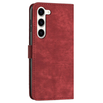 For Samsung Galaxy S23+ Wallet Case PU Leather Folio Flip Shell Lines Imprinted Stand Phone Cover