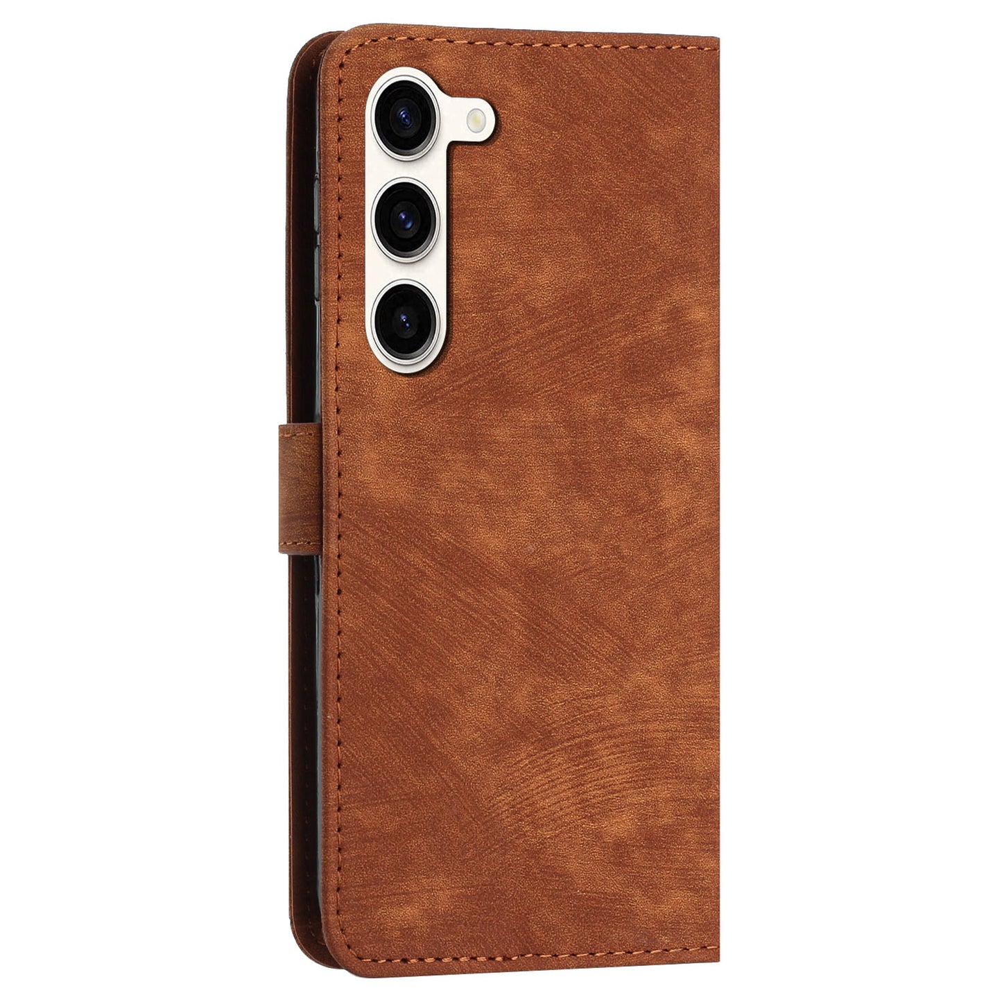 For Samsung Galaxy S23+ Wallet Case PU Leather Folio Flip Shell Lines Imprinted Stand Phone Cover