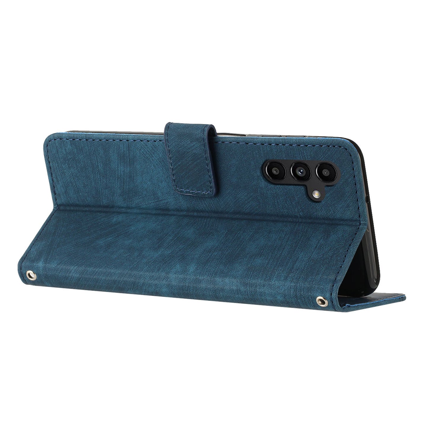 For Samsung Galaxy A24 4G PU Leather Skin-Touch Phone Case Lines Imprinted Wallet Cover Stand