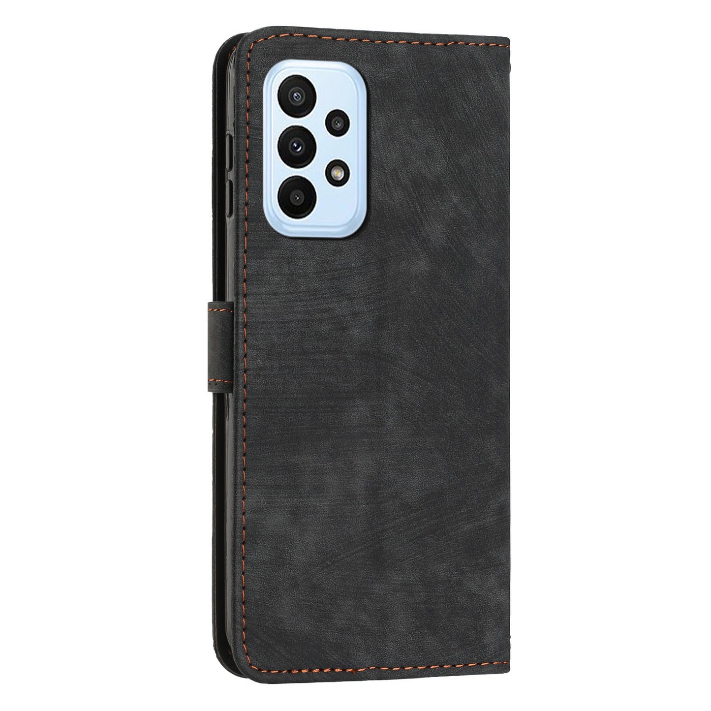 For Samsung Galaxy A73 5G PU Leather Flip Cover Skin-Touch Lines Imprinted Wallet Phone Case