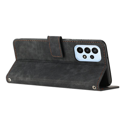 For Samsung Galaxy A73 5G PU Leather Flip Cover Skin-Touch Lines Imprinted Wallet Phone Case