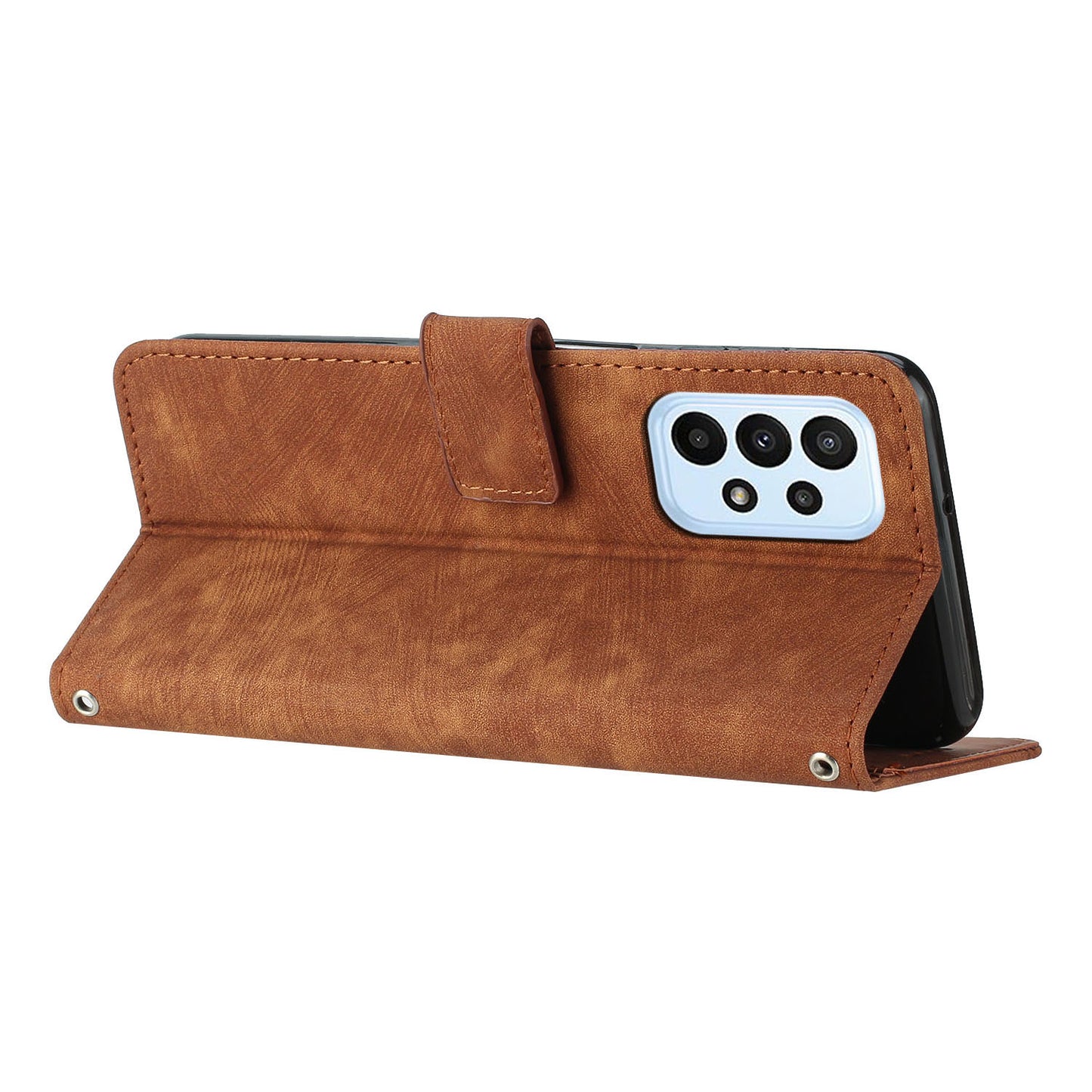 For Samsung Galaxy A73 5G PU Leather Flip Cover Skin-Touch Lines Imprinted Wallet Phone Case