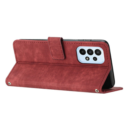 For Samsung Galaxy A73 5G PU Leather Flip Cover Skin-Touch Lines Imprinted Wallet Phone Case