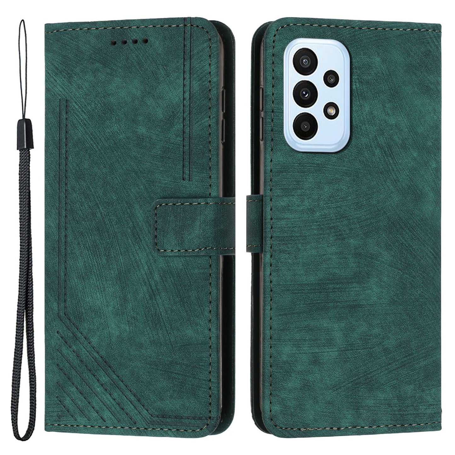 For Samsung Galaxy A73 5G PU Leather Flip Cover Skin-Touch Lines Imprinted Wallet Phone Case