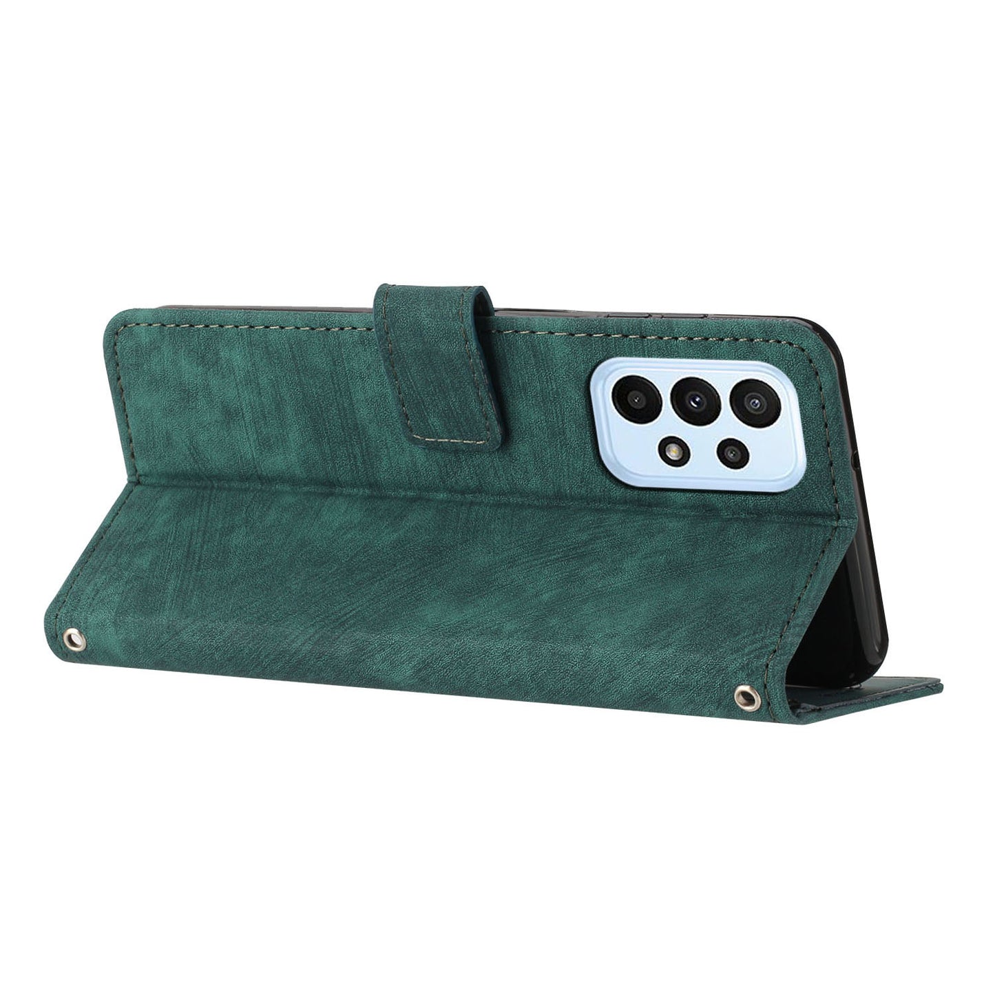 For Samsung Galaxy A73 5G PU Leather Flip Cover Skin-Touch Lines Imprinted Wallet Phone Case