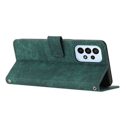For Samsung Galaxy A73 5G PU Leather Flip Cover Skin-Touch Lines Imprinted Wallet Phone Case