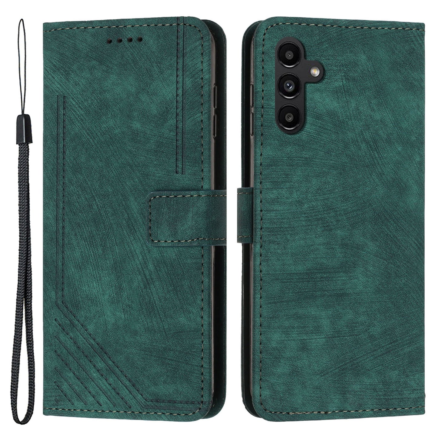 Lines Imprinted PU Leather Flip Cover for Samsung Galaxy A54 5G Skin-Touch Wallet Phone Case with Stand