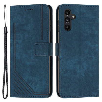 Lines Imprinted PU Leather Flip Cover for Samsung Galaxy A54 5G Skin-Touch Wallet Phone Case with Stand