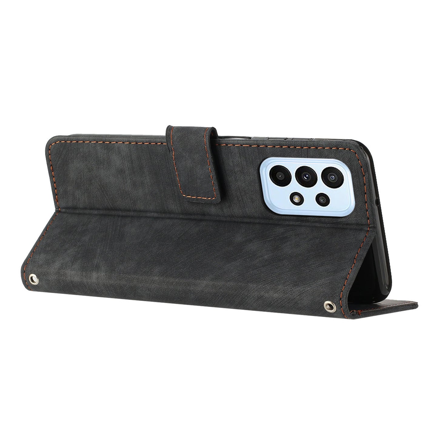 For Samsung Galaxy A72 4G / 5G Wallet Phone Case Skin-Touch Lines Imprinted PU Leather Flip Cover