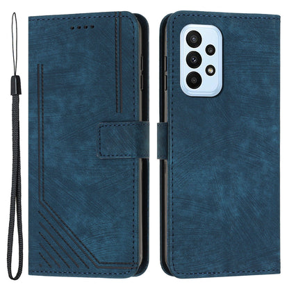For Samsung Galaxy A72 4G / 5G Wallet Phone Case Skin-Touch Lines Imprinted PU Leather Flip Cover