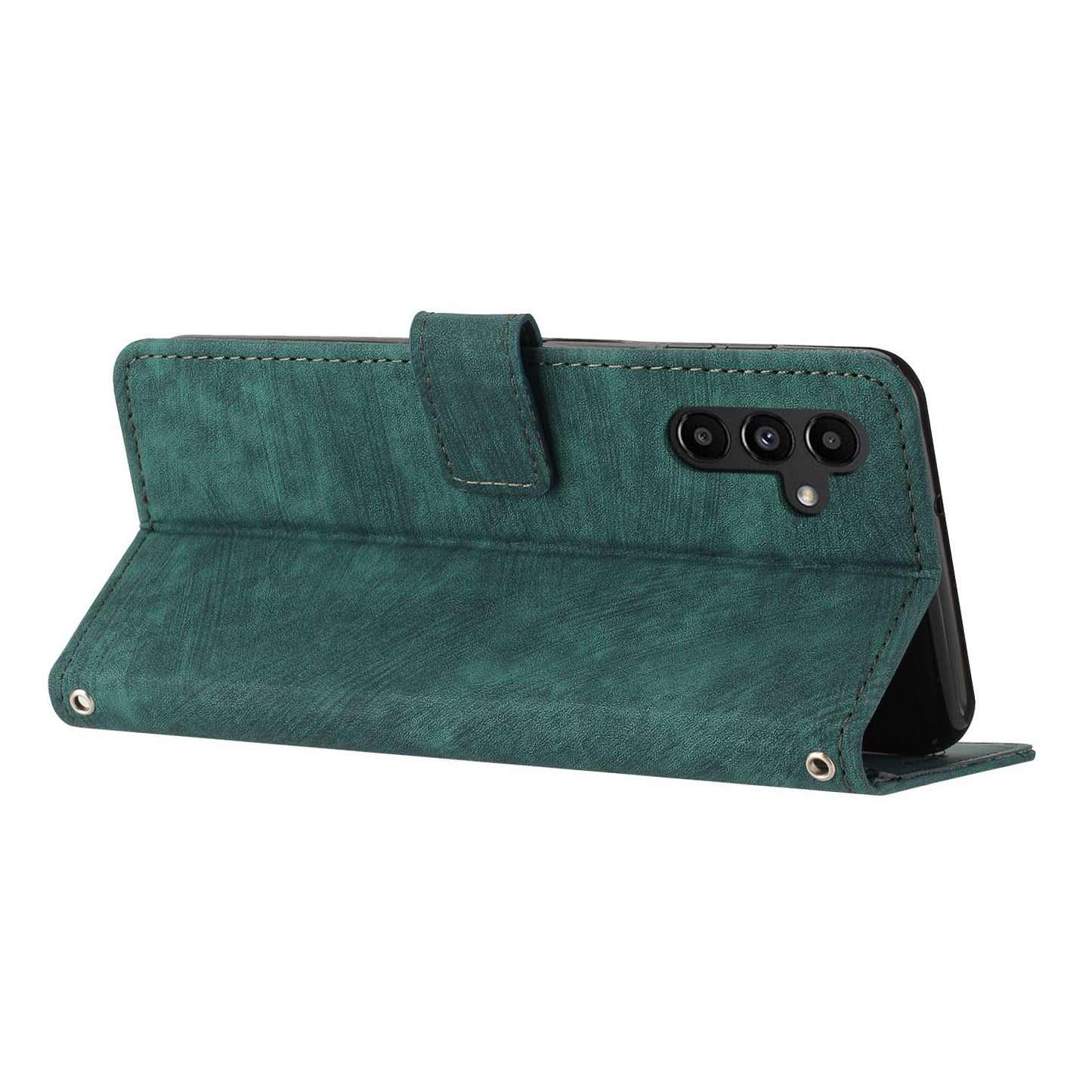 For Samsung Galaxy A34 5G Shockproof Phone Case Skin-Touch Lines Imprinted PU Leather Cover with Wallet