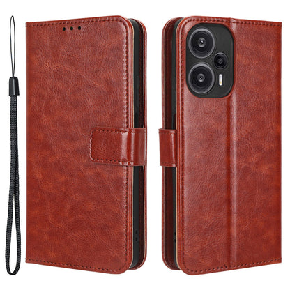 For Xiaomi Redmi Note 12 Turbo 5G / Poco F5 5G Wallet Stand Protective Phone Case Crazy Horse Texture Leather Cover