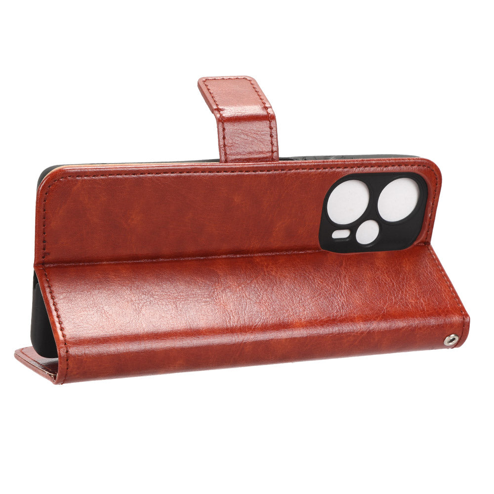 For Xiaomi Redmi Note 12 Turbo 5G / Poco F5 5G Wallet Stand Protective Phone Case Crazy Horse Texture Leather Cover