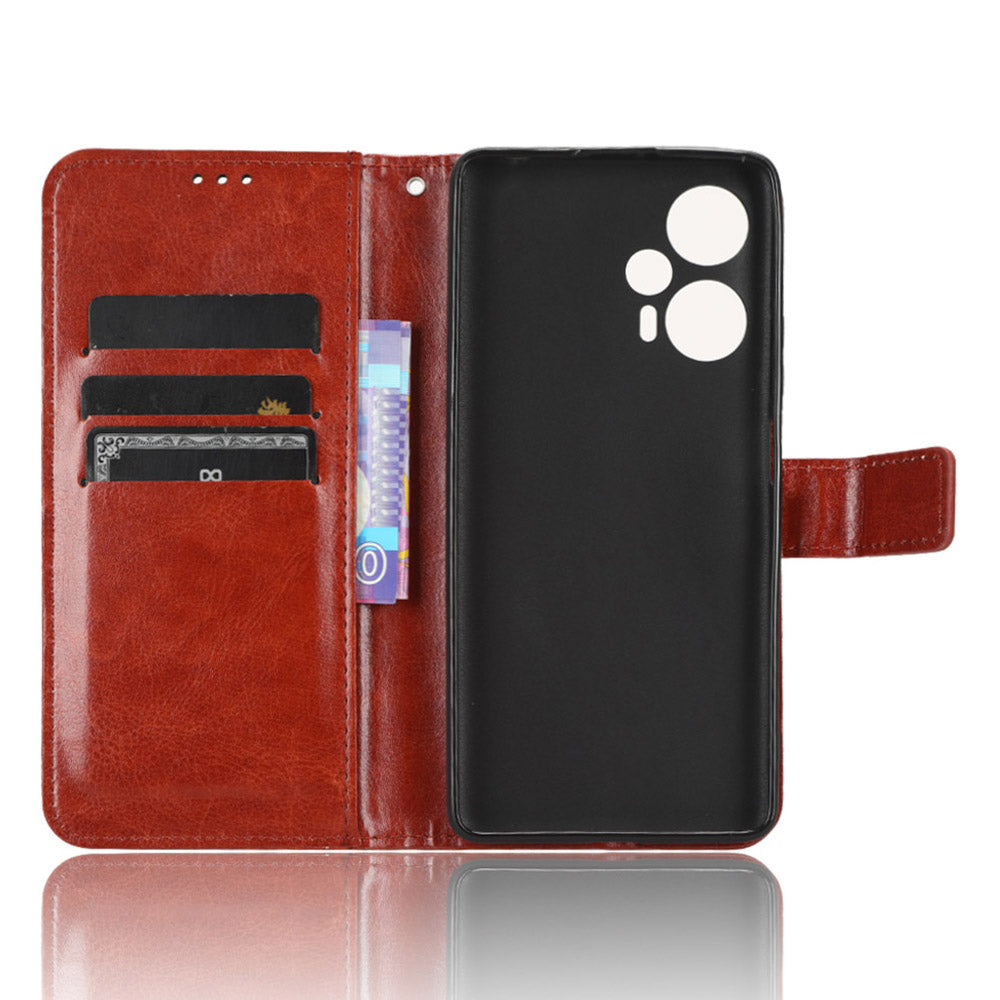 For Xiaomi Redmi Note 12 Turbo 5G / Poco F5 5G Wallet Stand Protective Phone Case Crazy Horse Texture Leather Cover