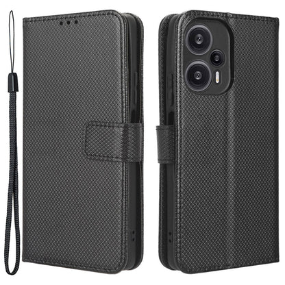 For Xiaomi Redmi Note 12 Turbo 5G / Poco F5 5G Cell Phone Case Stand Wallet Leather Diamond Texture Cover