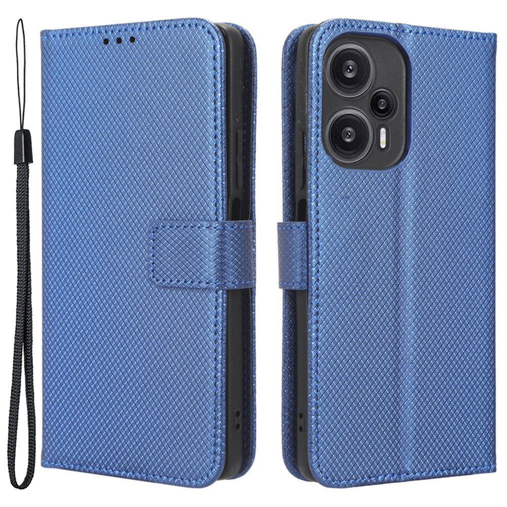 For Xiaomi Redmi Note 12 Turbo 5G / Poco F5 5G Cell Phone Case Stand Wallet Leather Diamond Texture Cover