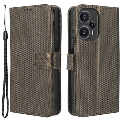 For Xiaomi Redmi Note 12 Turbo 5G / Poco F5 5G Cell Phone Case Stand Wallet Leather Diamond Texture Cover