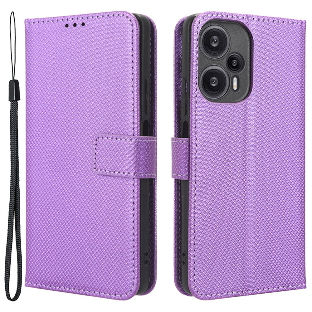 For Xiaomi Redmi Note 12 Turbo 5G / Poco F5 5G Cell Phone Case Stand Wallet Leather Diamond Texture Cover