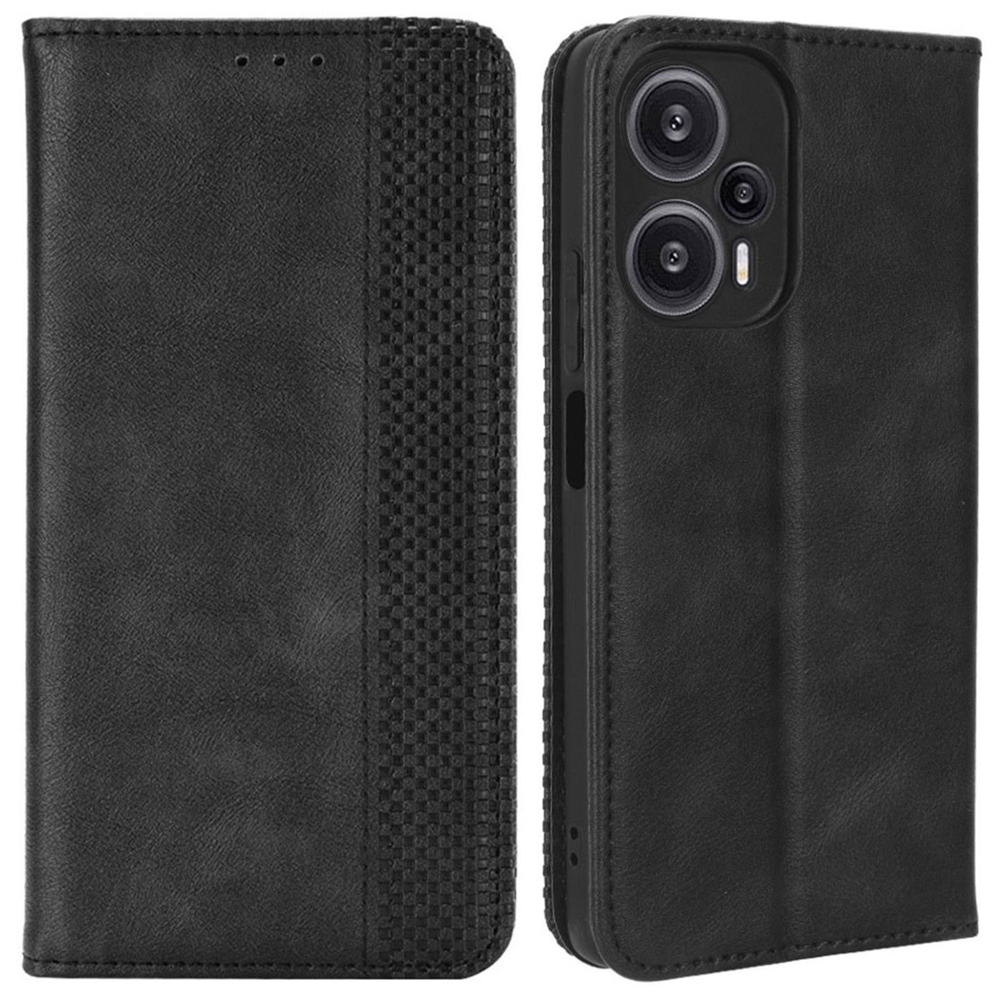 For Xiaomi Redmi Note 12 Turbo 5G / Poco F5 5G PU Leather Phone Wallet Case Foldable Stand Retro Cell Phone Cover