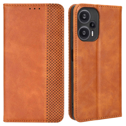 For Xiaomi Redmi Note 12 Turbo 5G / Poco F5 5G PU Leather Phone Wallet Case Foldable Stand Retro Cell Phone Cover