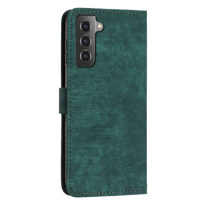 Shockproof Case for Samsung Galaxy S22 5G Wallet Phone Shell Skin-Touch Lines Imprinted PU Leather Cover