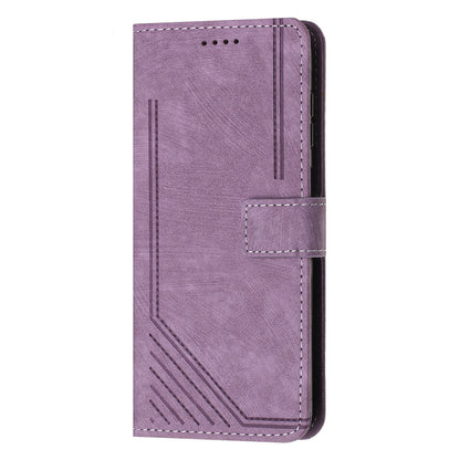 Shockproof Case for Samsung Galaxy S22 5G Wallet Phone Shell Skin-Touch Lines Imprinted PU Leather Cover