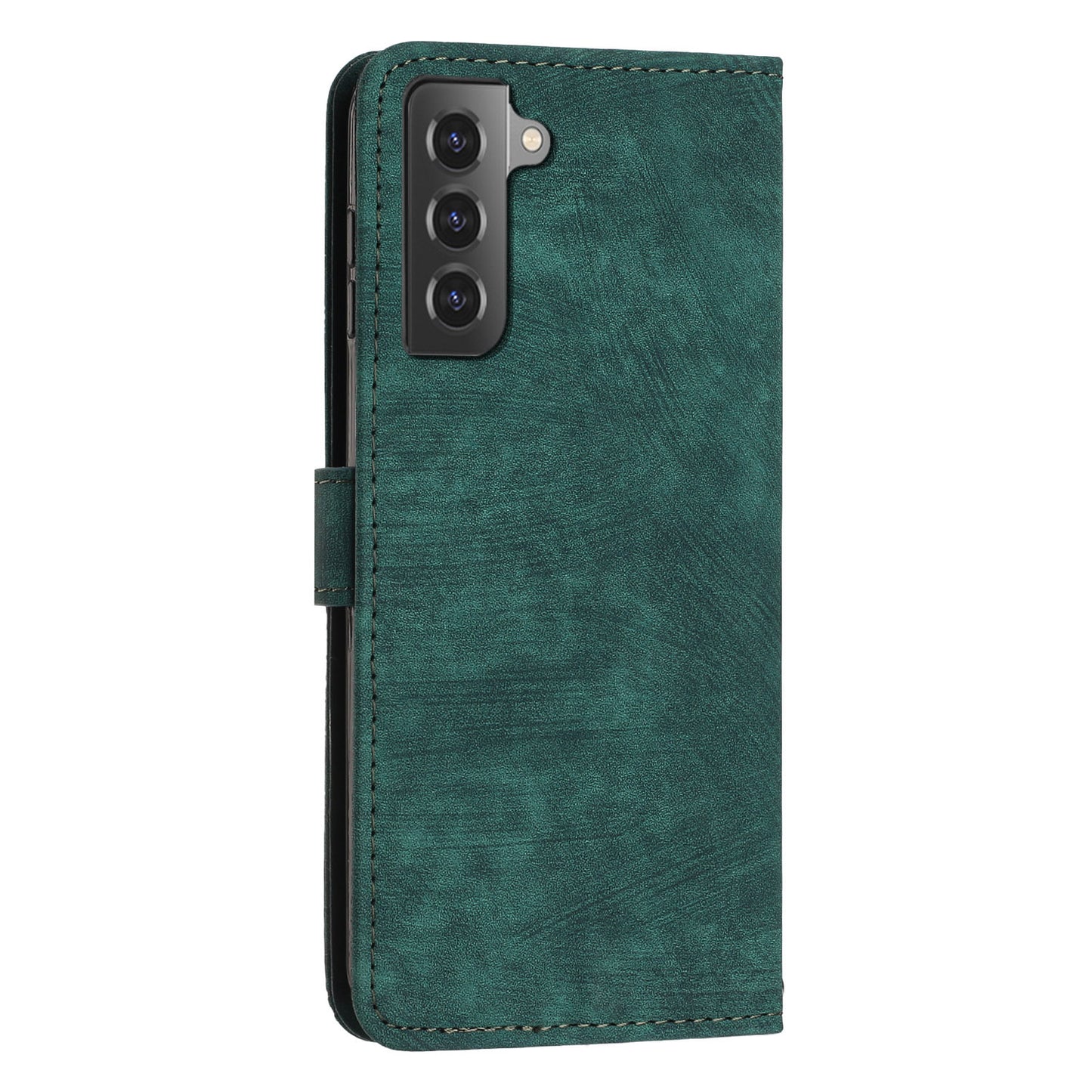 For Samsung Galaxy S22+ 5G Skin-Touch Shockproof Case Lines Imprinted PU Leather Wallet Phone Cover