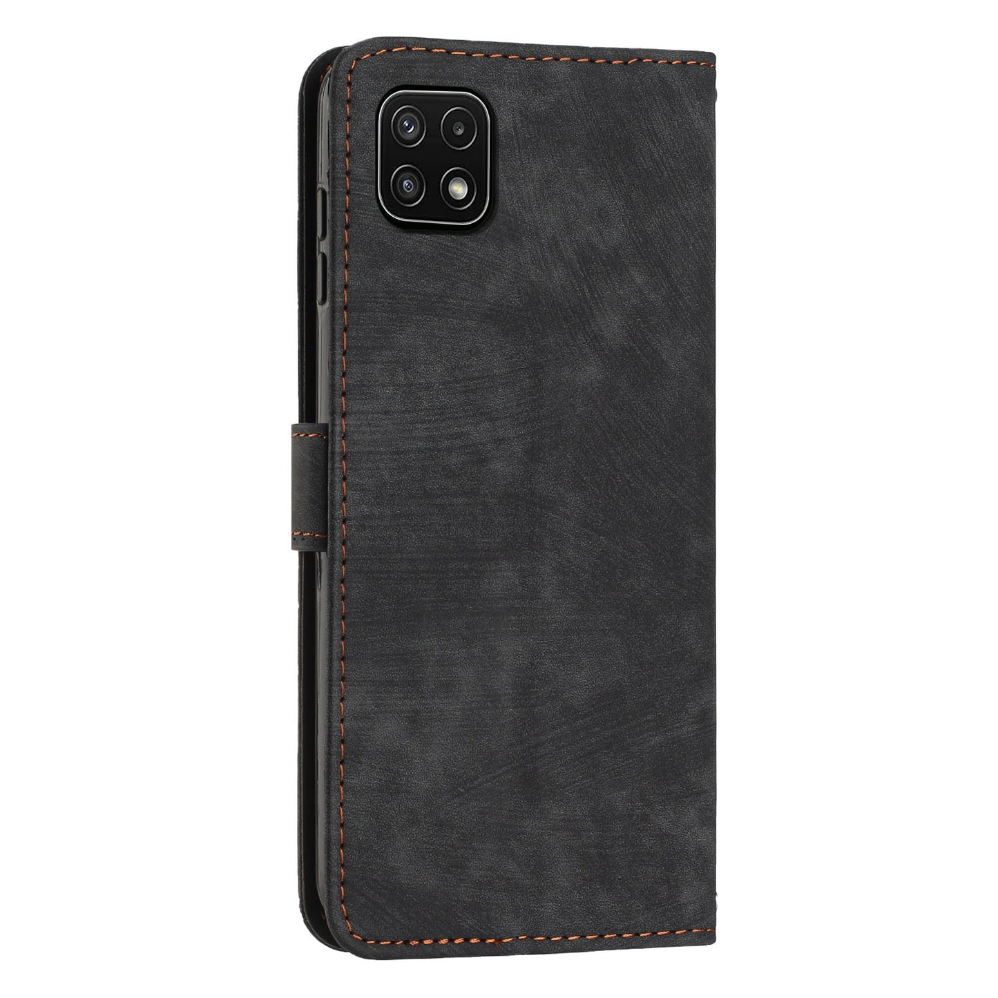 For Samsung Galaxy A22 5G (EU Version) Wallet Phone Case Skin-Touch Lines Imprinted PU Leather Cover