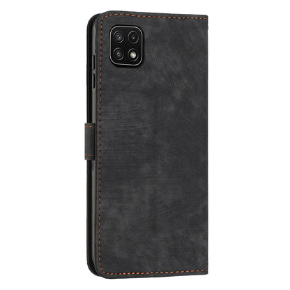 For Samsung Galaxy A22 5G (EU Version) Wallet Phone Case Skin-Touch Lines Imprinted PU Leather Cover