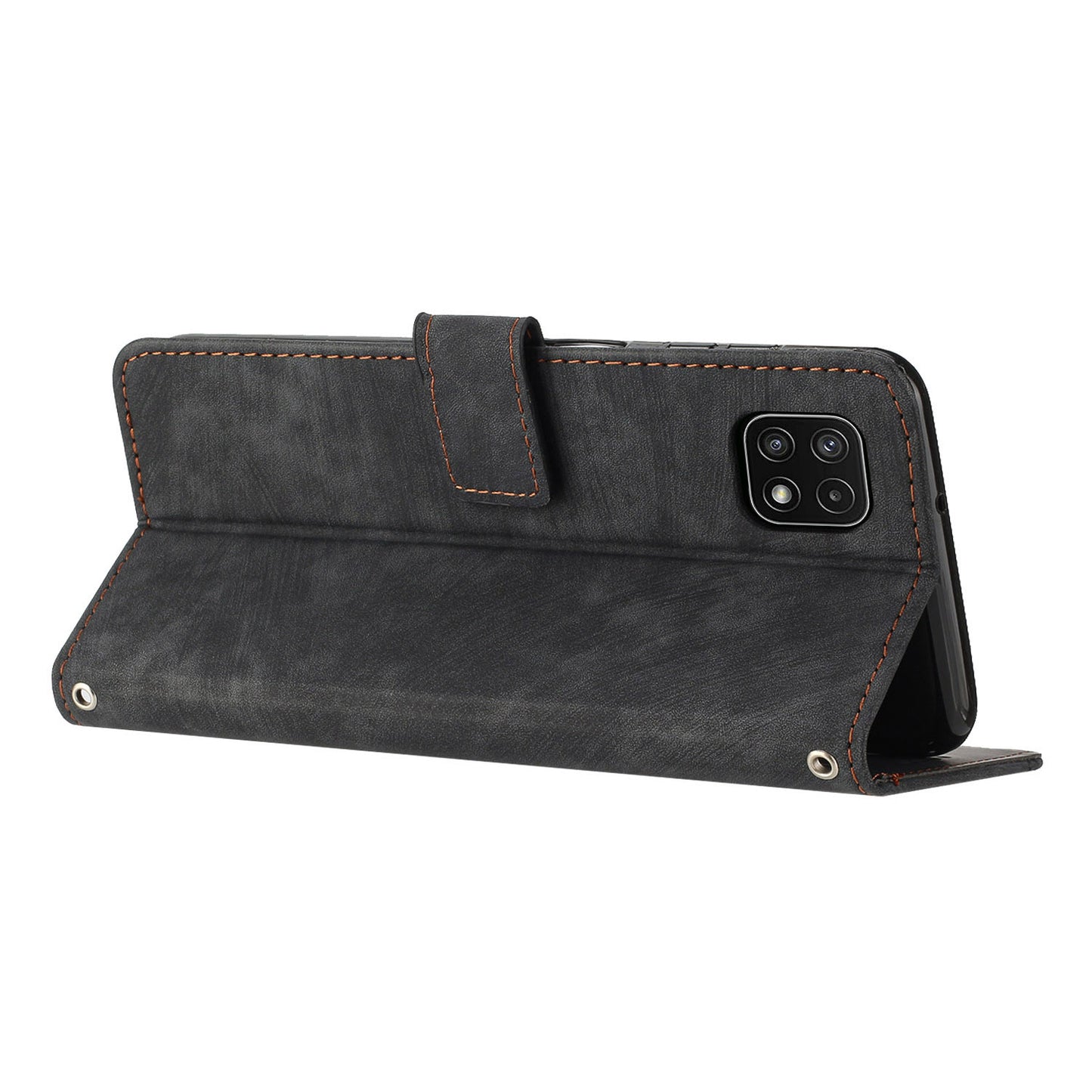 For Samsung Galaxy A22 5G (EU Version) Wallet Phone Case Skin-Touch Lines Imprinted PU Leather Cover