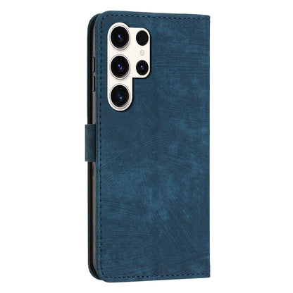 For Samsung Galaxy S23 Ultra Protective Wallet Case Skin-Touch Lines Imprinted PU Leather Phone Cover