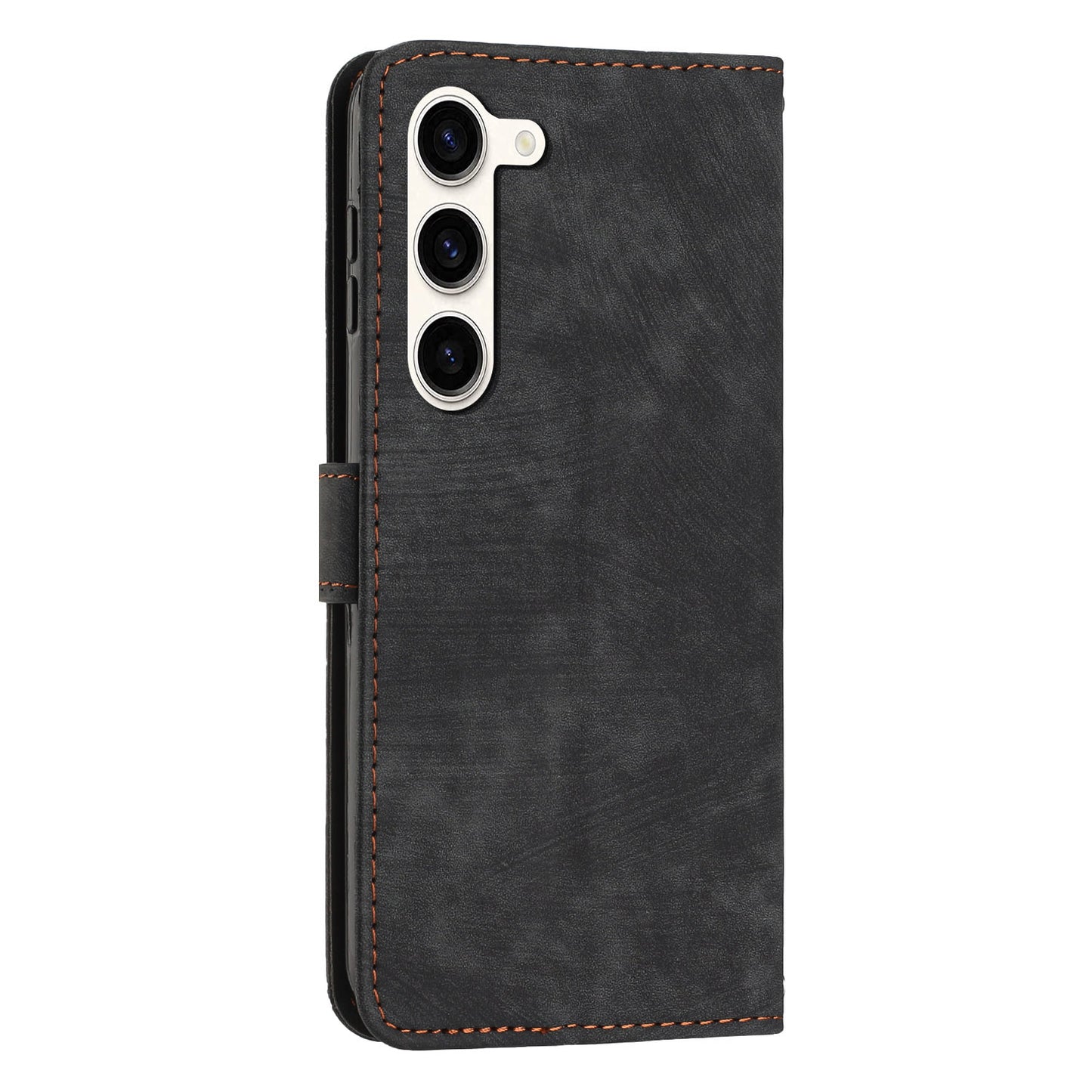 Skin-Touch PU Leather Flip Cover for Samsung Galaxy S23+ Lines Imprinted Stand Phone Case with Wallet