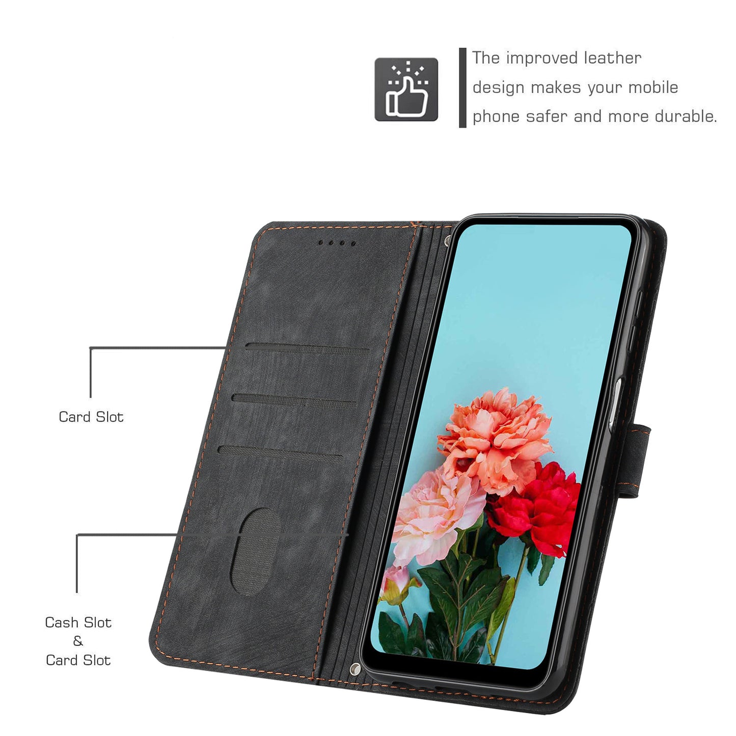 Skin-Touch PU Leather Flip Cover for Samsung Galaxy S23+ Lines Imprinted Stand Phone Case with Wallet