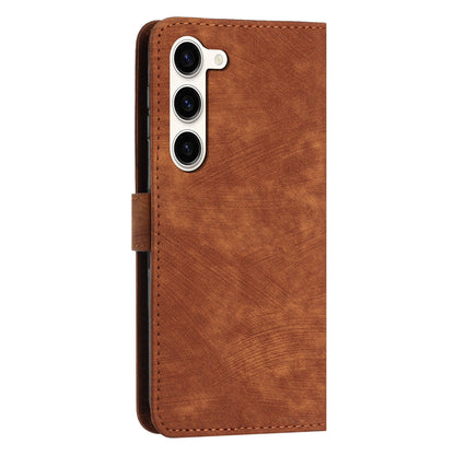 Skin-Touch PU Leather Flip Cover for Samsung Galaxy S23+ Lines Imprinted Stand Phone Case with Wallet