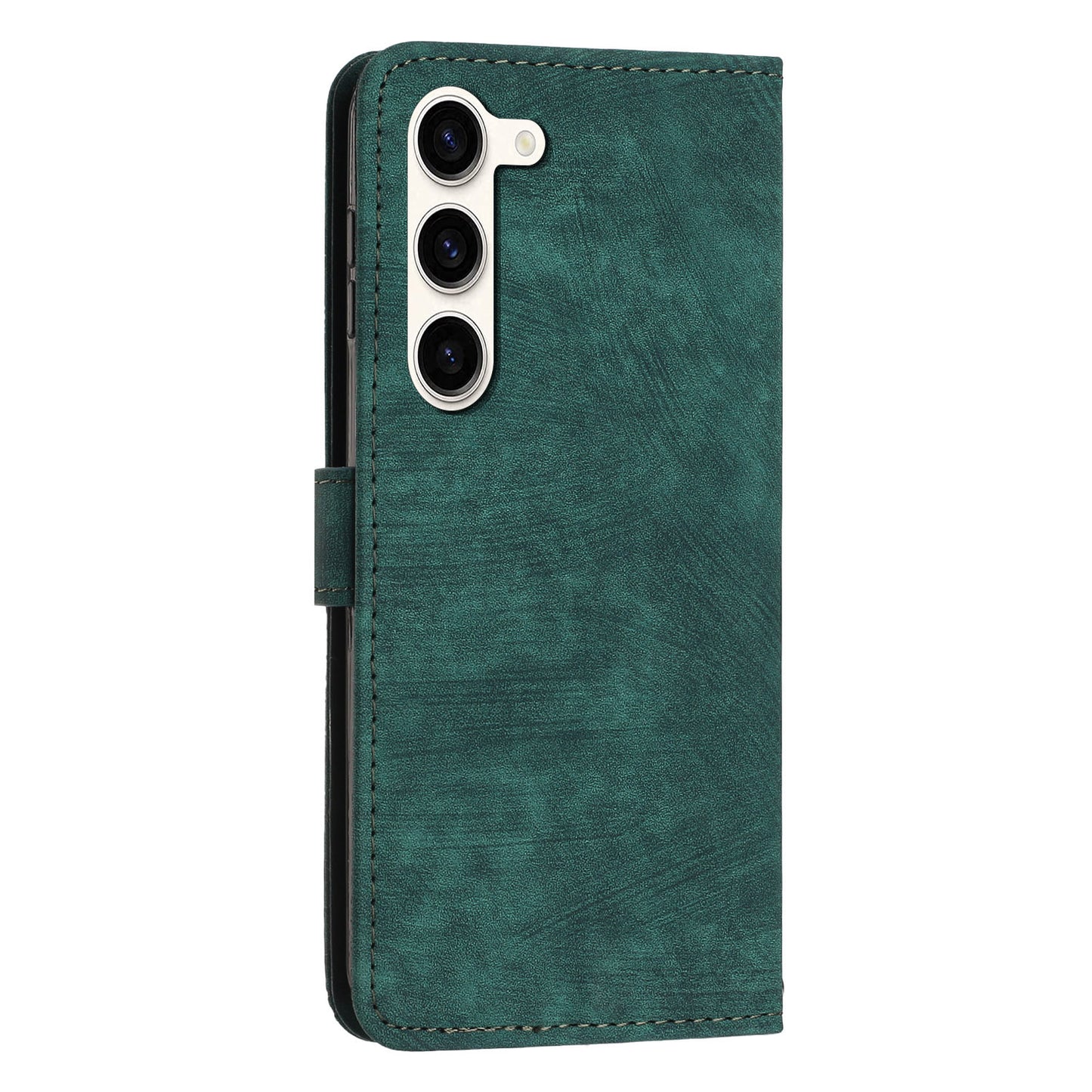 Skin-Touch PU Leather Flip Cover for Samsung Galaxy S23+ Lines Imprinted Stand Phone Case with Wallet