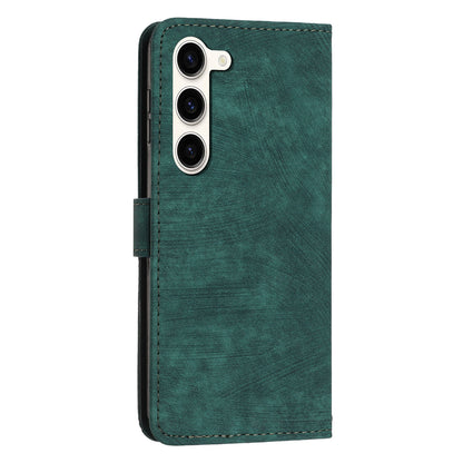 Skin-Touch PU Leather Flip Cover for Samsung Galaxy S23+ Lines Imprinted Stand Phone Case with Wallet